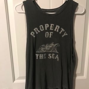 Grey graphic tank top